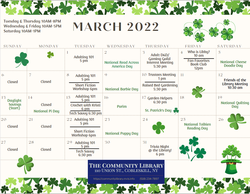 the march calendar of events